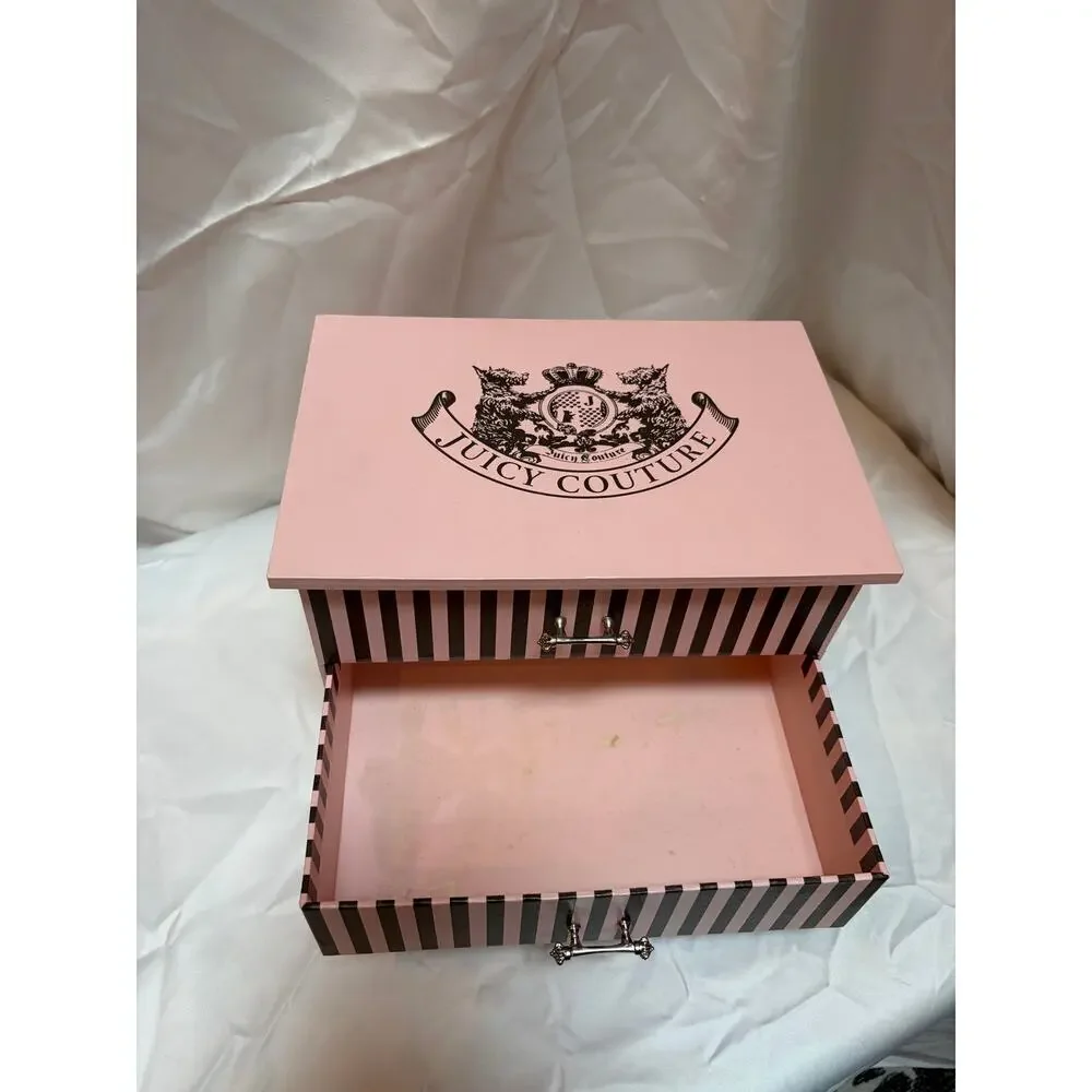 Vintage Juicy Couture Pink & Black Striped Jewelry Box